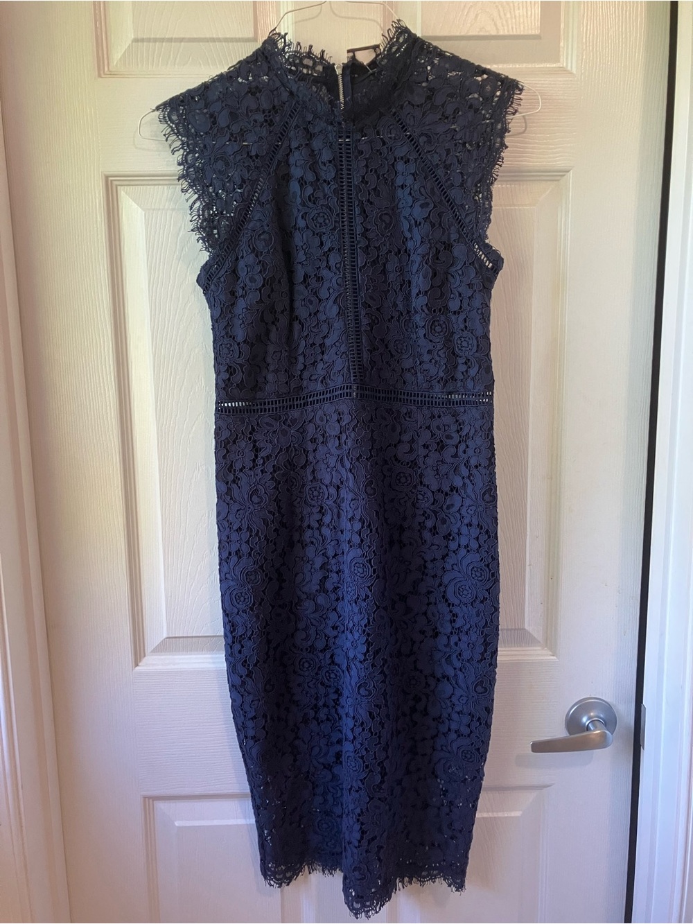 Blue Bardot Lace Sheath Sexy Evening Cocktail Party Dress Womens Size 6